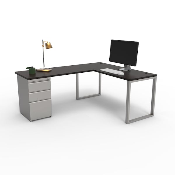 We'Re It Connect It L-Shaped Desk, 77 in D X 30 in H, 60 in W X Thermally Fused Laminate DI60304824L1BBF-BS-ESP - main